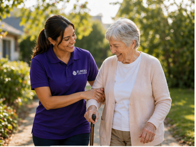 Carer and client enjoying companionship