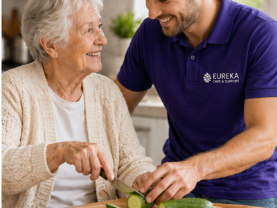 Carer supporting a client at home